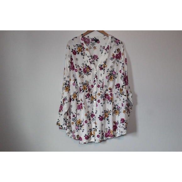 Torrid White Floral Challis Button Blouse Women's Plus Size 4 4X H14448 - Picture 2 of 11